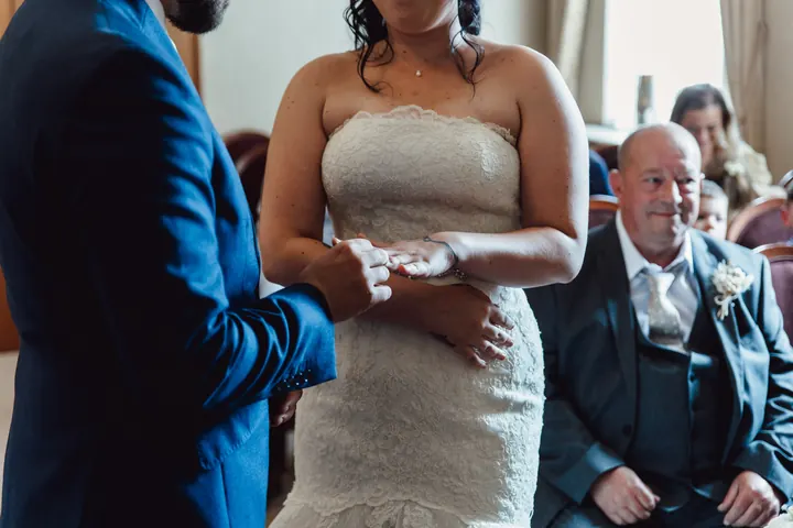 The rings being exchanged