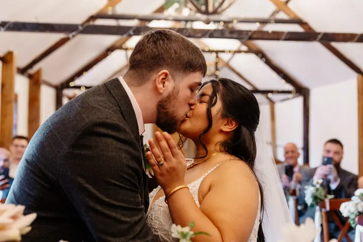 The first kiss in the Old Dairy Barn