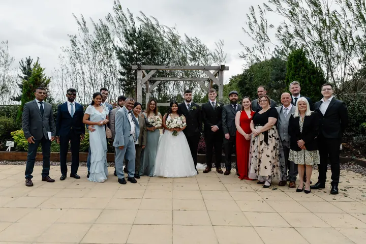 All the guests gathered in the garden