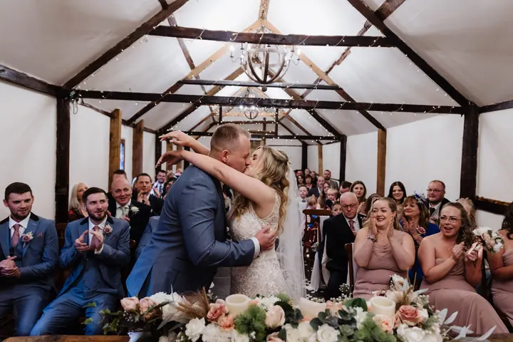 The first kiss in front of the guests