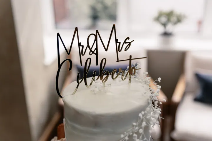 A Mr & Mrs cake topper