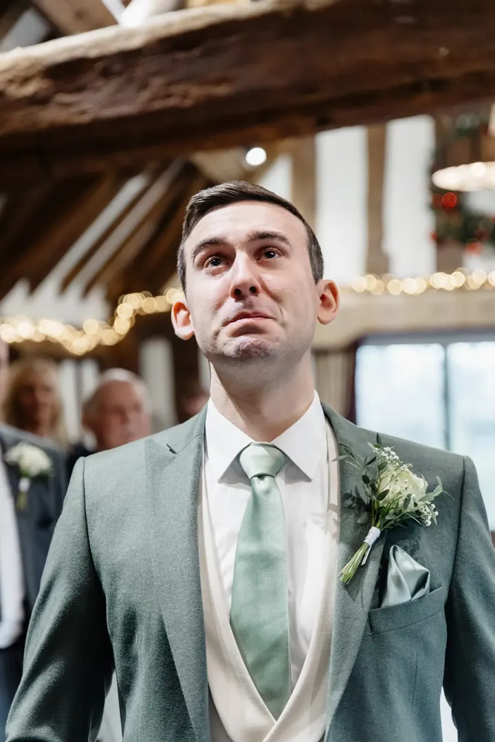 Andrew waiting at the front of the ceremony room