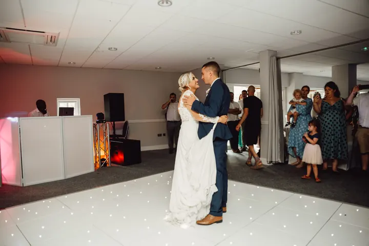The first dance on the light-up dancefloor
