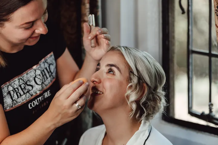Sarah having her make-up done