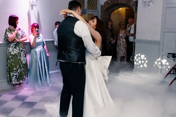 The first dance in a cloud of dry ice